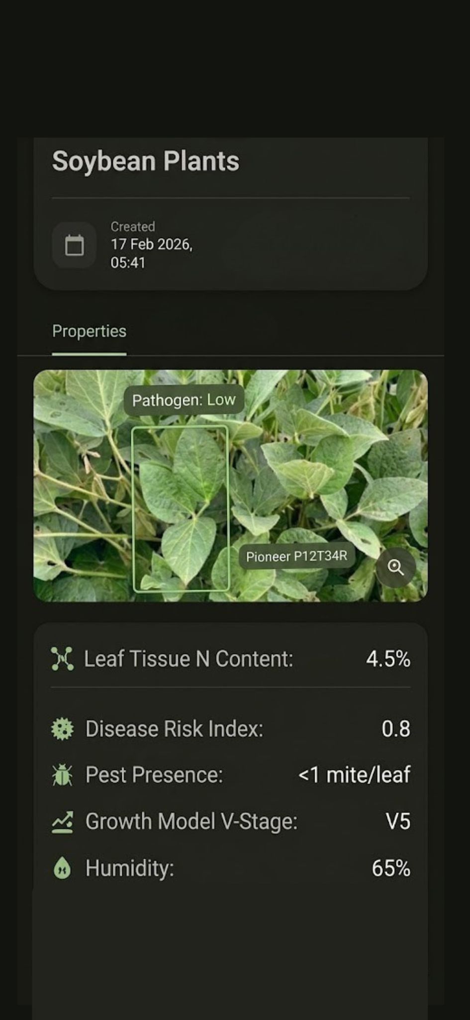 Petiole greenness and plant signal analysis screen