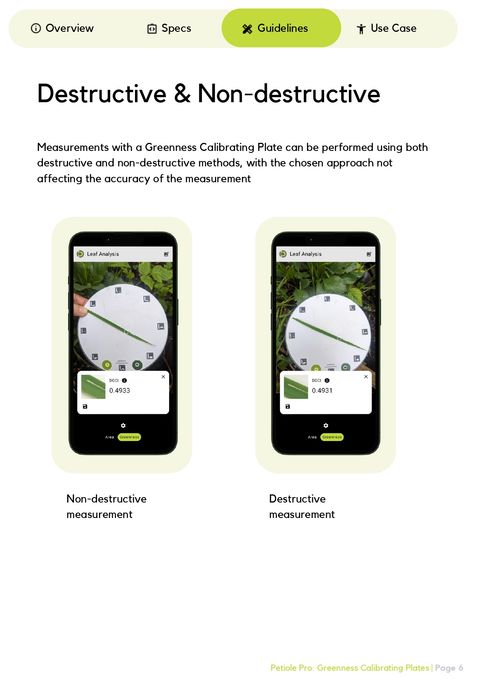 Two Petiole Pro app screens showing near-identical DGCI values of 0.4933 and 0.4931 for the same leaf measured non-destructively and destructively.