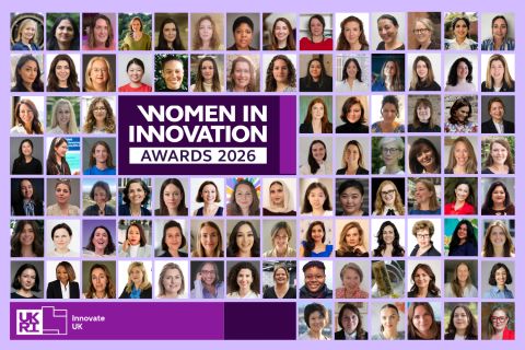 Mosaic of the 100 women entrepreneurs recognised in the Innovate UK Women in Innovation Awards 2026 cohort.